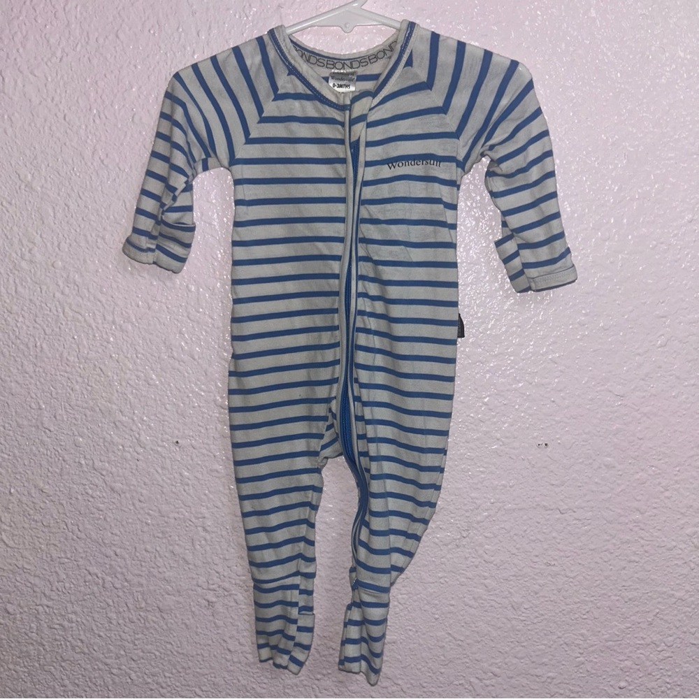 Bonds Striped Blue and Gray Kids Footie